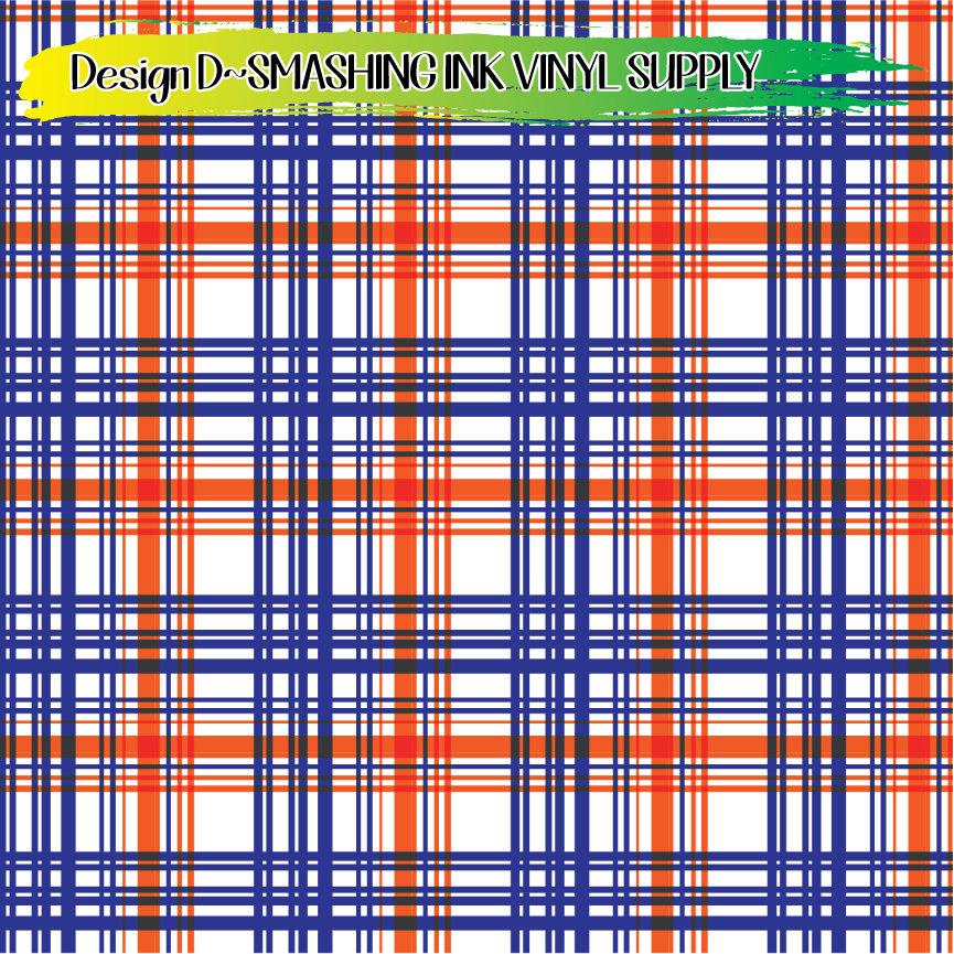 Blue Orange Plaid ★ Printed Vinyl Sheets | Faux Leather | Laser Safe
