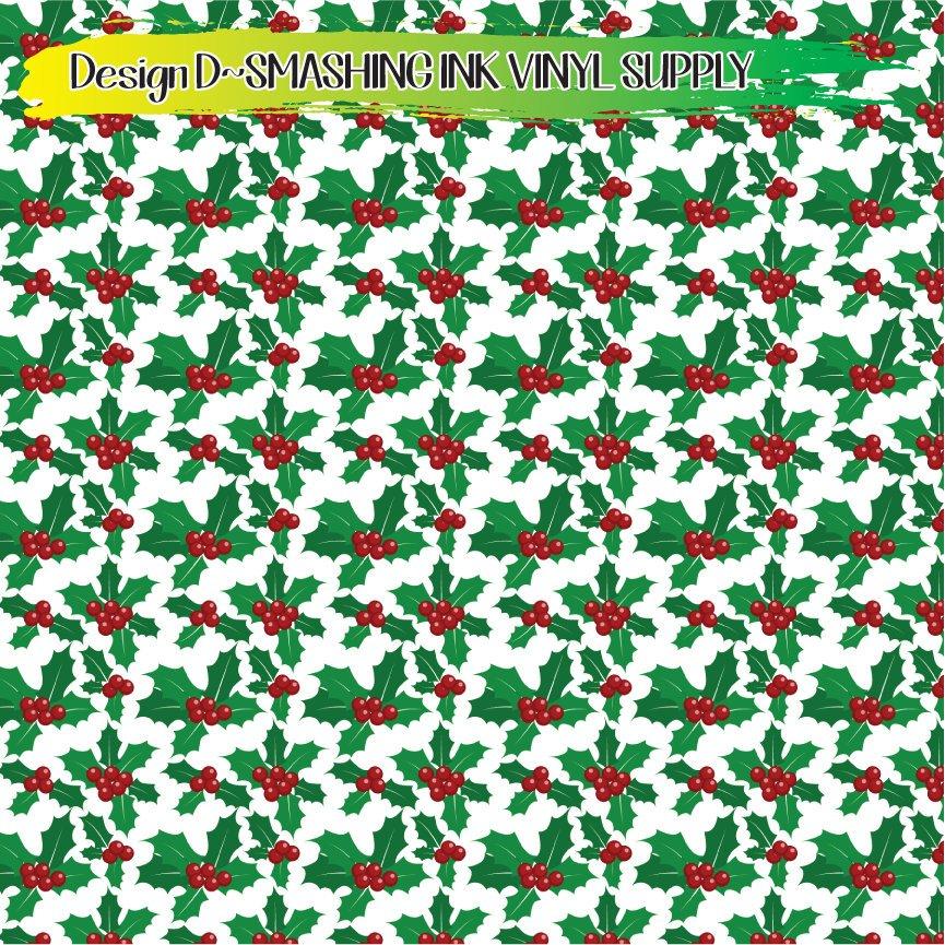 Christmas Holly ★ Printed Vinyl Sheets | Faux Leather | Laser Safe