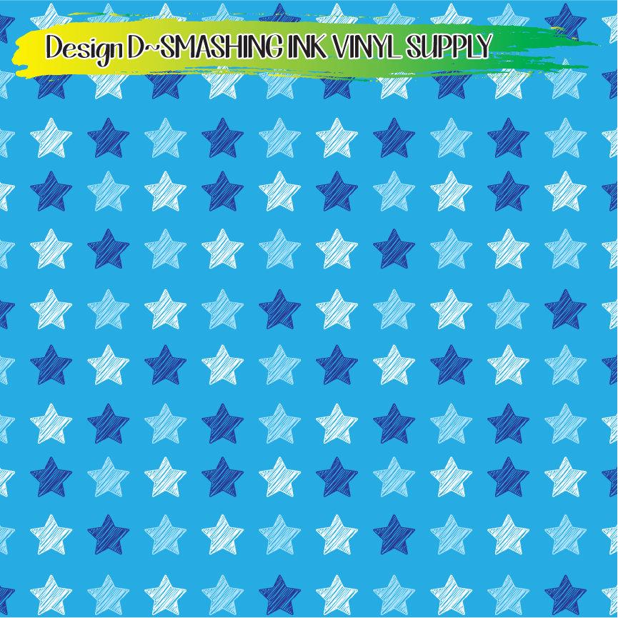 Blue Stars ★ Printed Vinyl Sheets | Faux Leather | Laser Safe