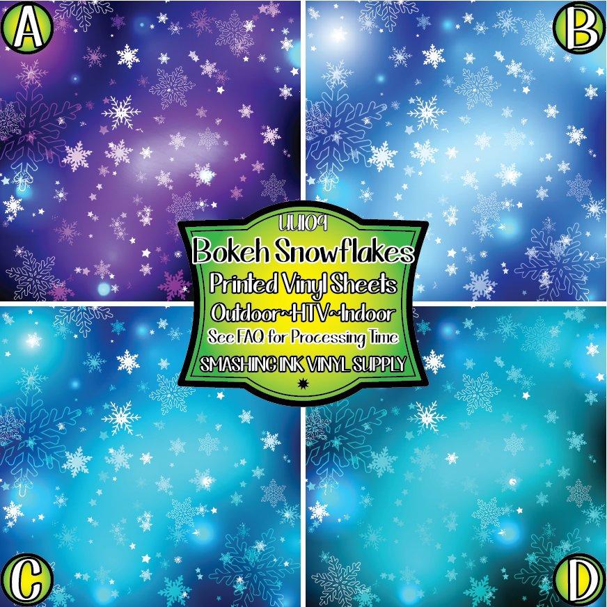 Bokeh Snowflakes ★ Printed Vinyl Sheets | Faux Leather | Laser Safe