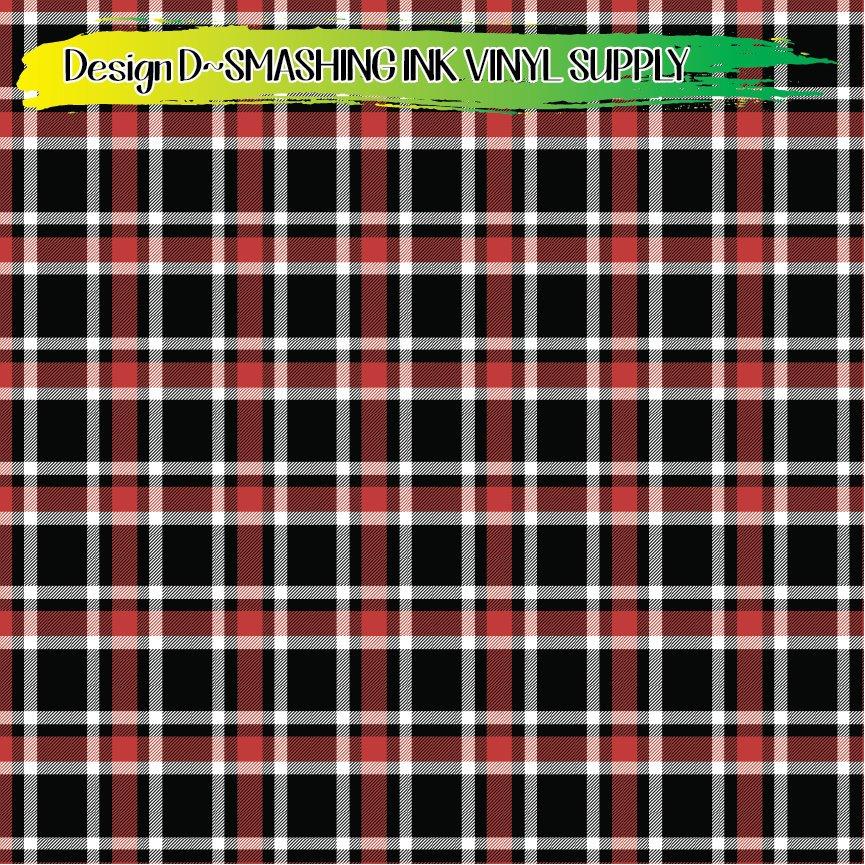 Black Red Plaid ★ Printed Vinyl Sheets | Faux Leather | Laser Safe