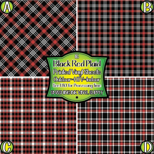 Black Red Plaid ★ Pattern Vinyl | Faux Leather | Sublimation (TAT 3 BUS DAYS)