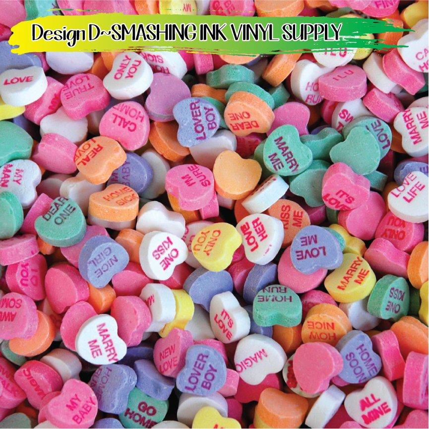 Valentine Conversation Hearts ★ Printed Vinyl Sheets | Faux Leather | Laser Safe