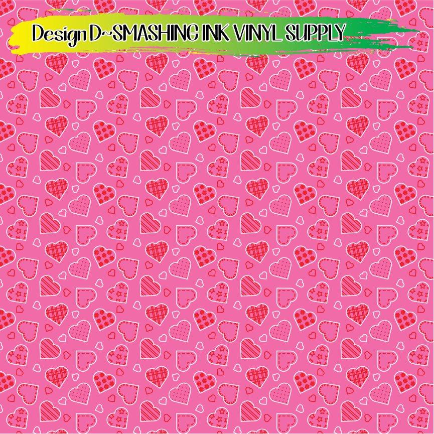 Heart Doodles Pattern ★ Printed Vinyl Sheets | Faux Leather | Laser Safe