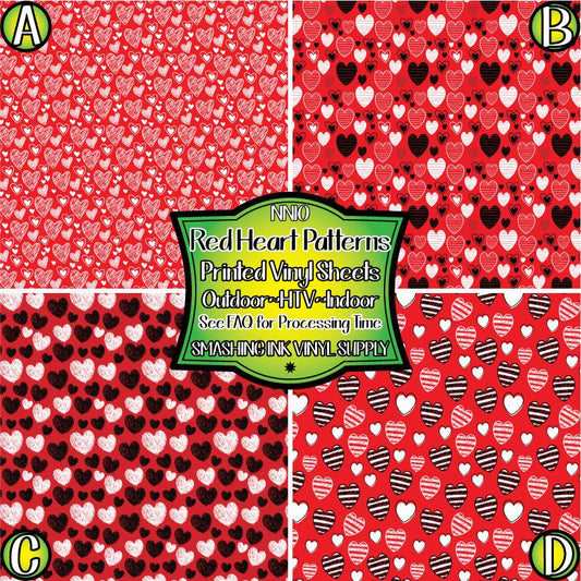 Black Red White Heart ★ Printed Sheets | Faux Leather | Laser Safe