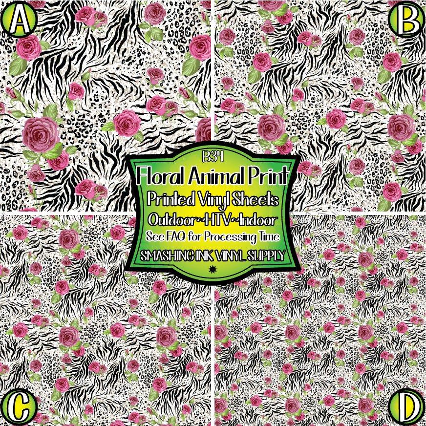 Floral Animal Print ★ Printed Vinyl Sheets | Faux Leather | Laser Safe