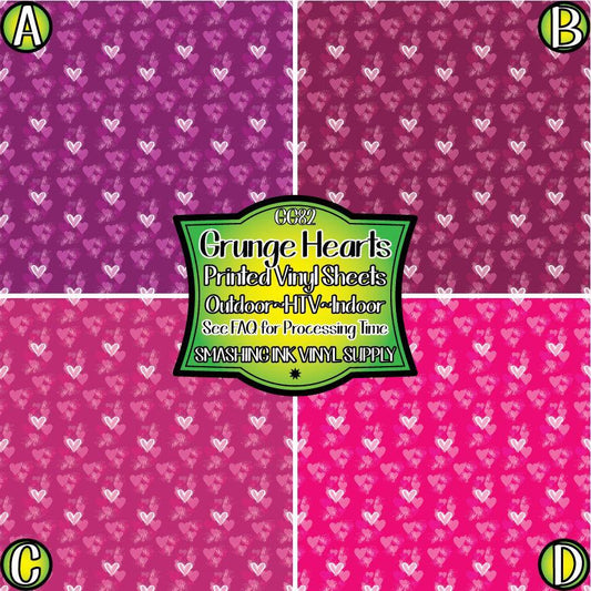Grunge Hearts ★ Printed Sheets | Faux Leather | Laser Safe