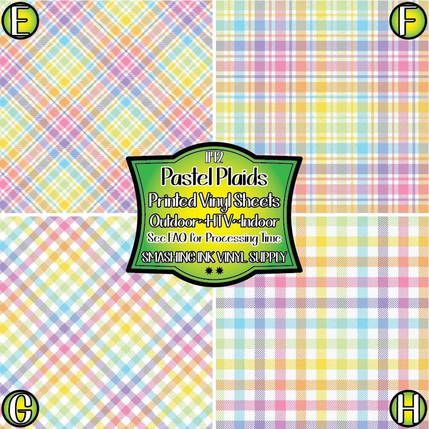 Pastel Rainbow Plaid ★ Printed Vinyl Sheets | Faux Leather | Laser Safe