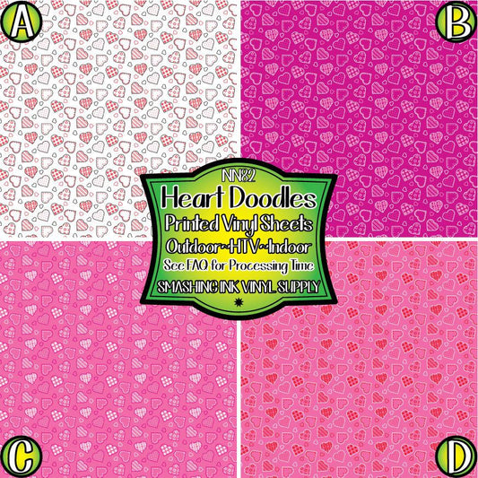 Heart Doodles Pattern ★ Printed Sheets | Faux Leather | Laser Safe