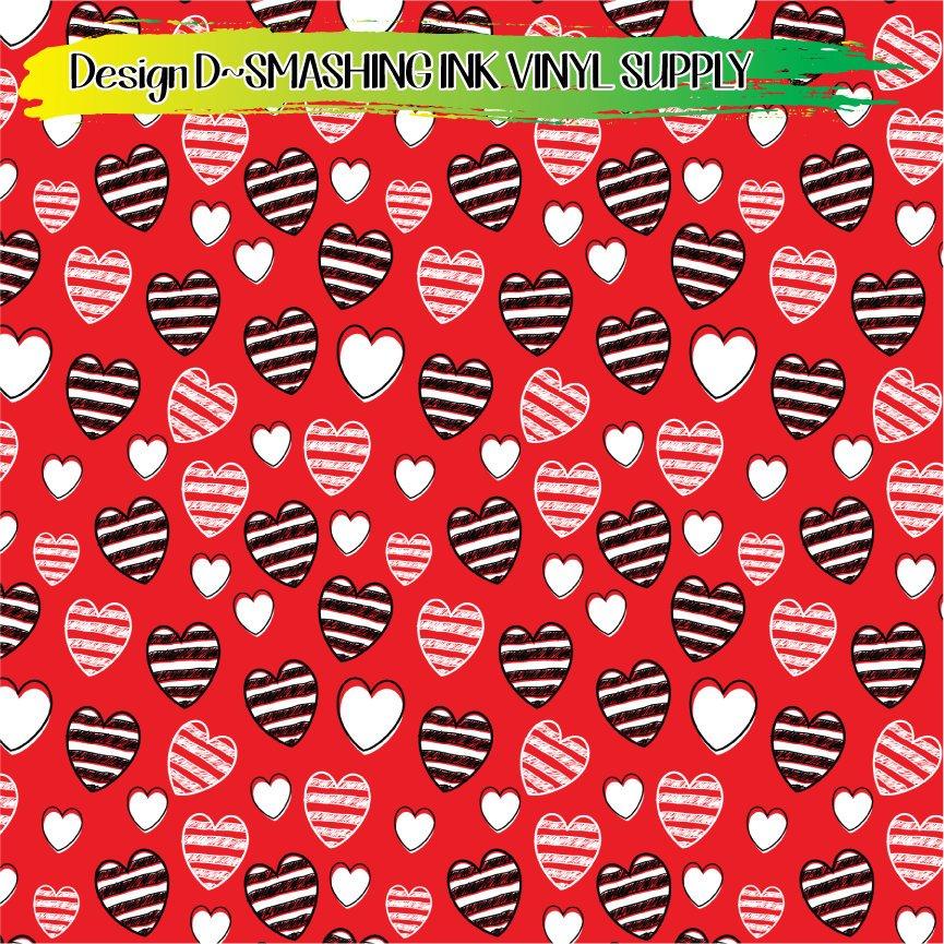 Black Red White Heart ★ Printed Vinyl Sheets | Faux Leather | Laser Safe