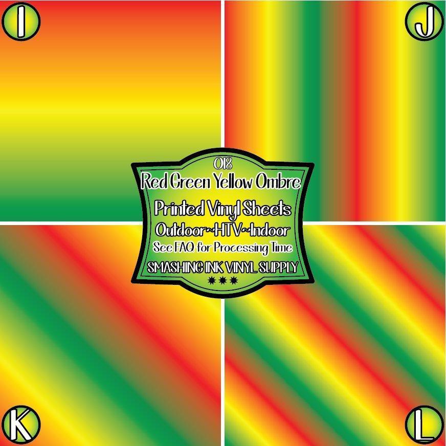 Red Green Yellow Ombre ★ Printed Vinyl Sheets | Faux Leather | Laser Safe