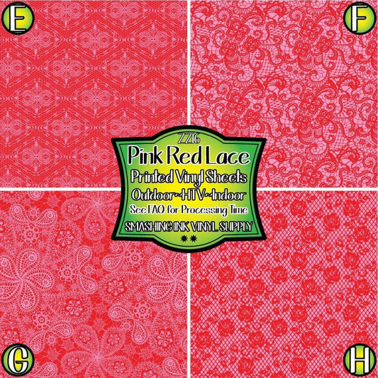 Red Pink Lace ★ Printed Sheets | Faux Leather | Laser Safe