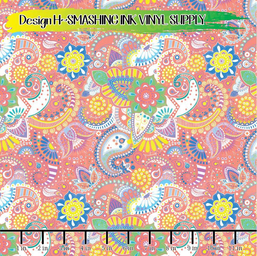 Pastel Paisley Floral ★ Printed Vinyl Sheets | Faux Leather | Laser Safe