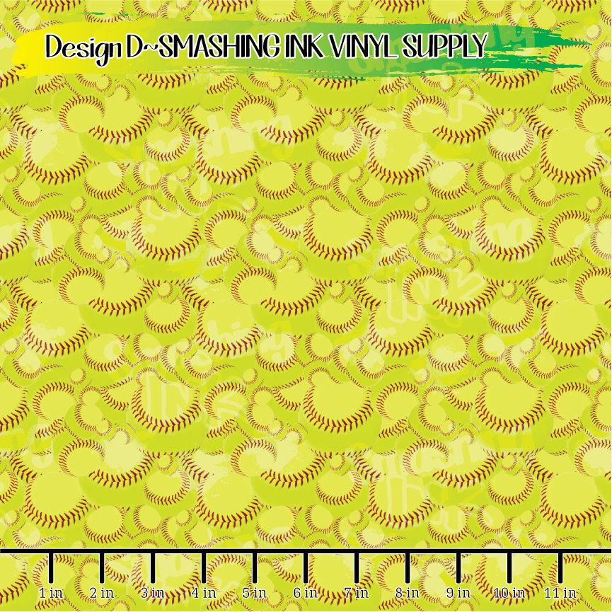Softball Pattern ★ Printed Vinyl Sheets | Faux Leather | Laser Safe