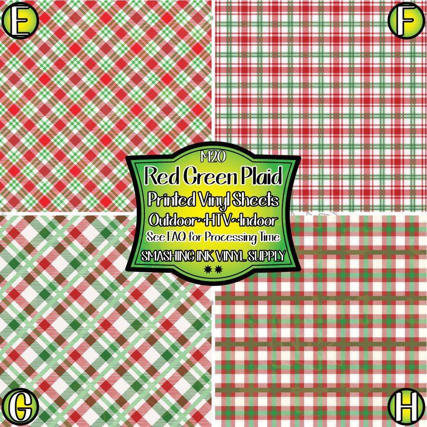Red Green White Plaid ★ Printed Vinyl Sheets | Faux Leather | Laser Safe