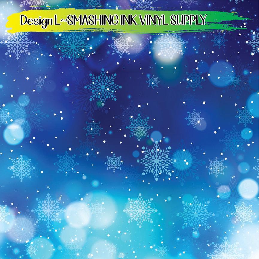 Snowflake Winter Bokeh ★ Printed Sheets | Faux Leather | Laser Safe