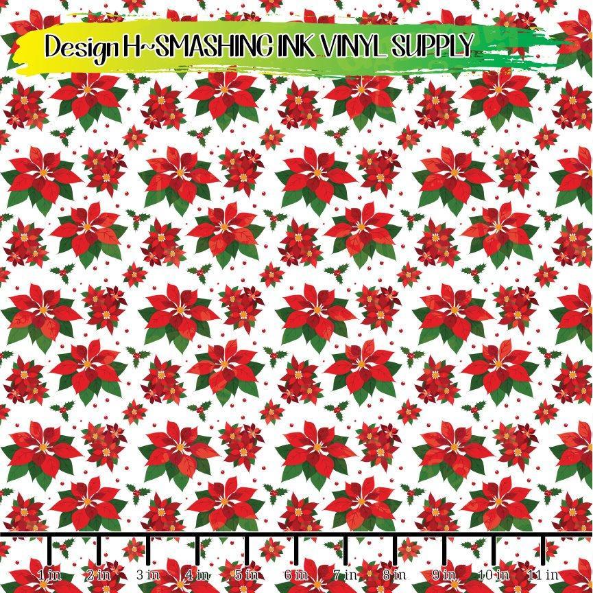 Pointsettia Pattern ★ Printed Vinyl Sheets | Faux Leather | Laser Safe