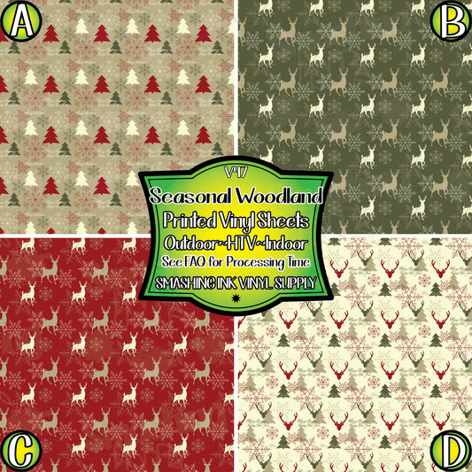 Seasonal Woodland ★ Pattern Vinyl | Faux Leather | Sublimation (TAT 3 BUS DAYS)