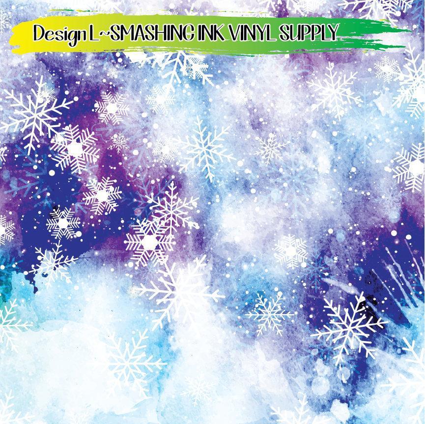 Watercolor Snowflakes ★ Printed Vinyl Sheets | Faux Leather | Laser Safe