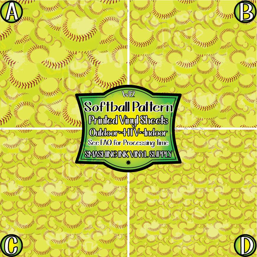 Softball Pattern ★ Printed Vinyl Sheets | Faux Leather | Laser Safe