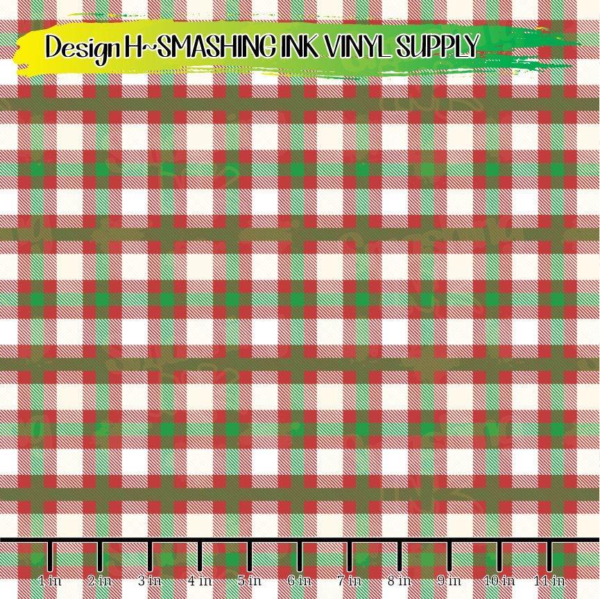 Red Green White Plaid ★ Printed Vinyl Sheets | Faux Leather | Laser Safe