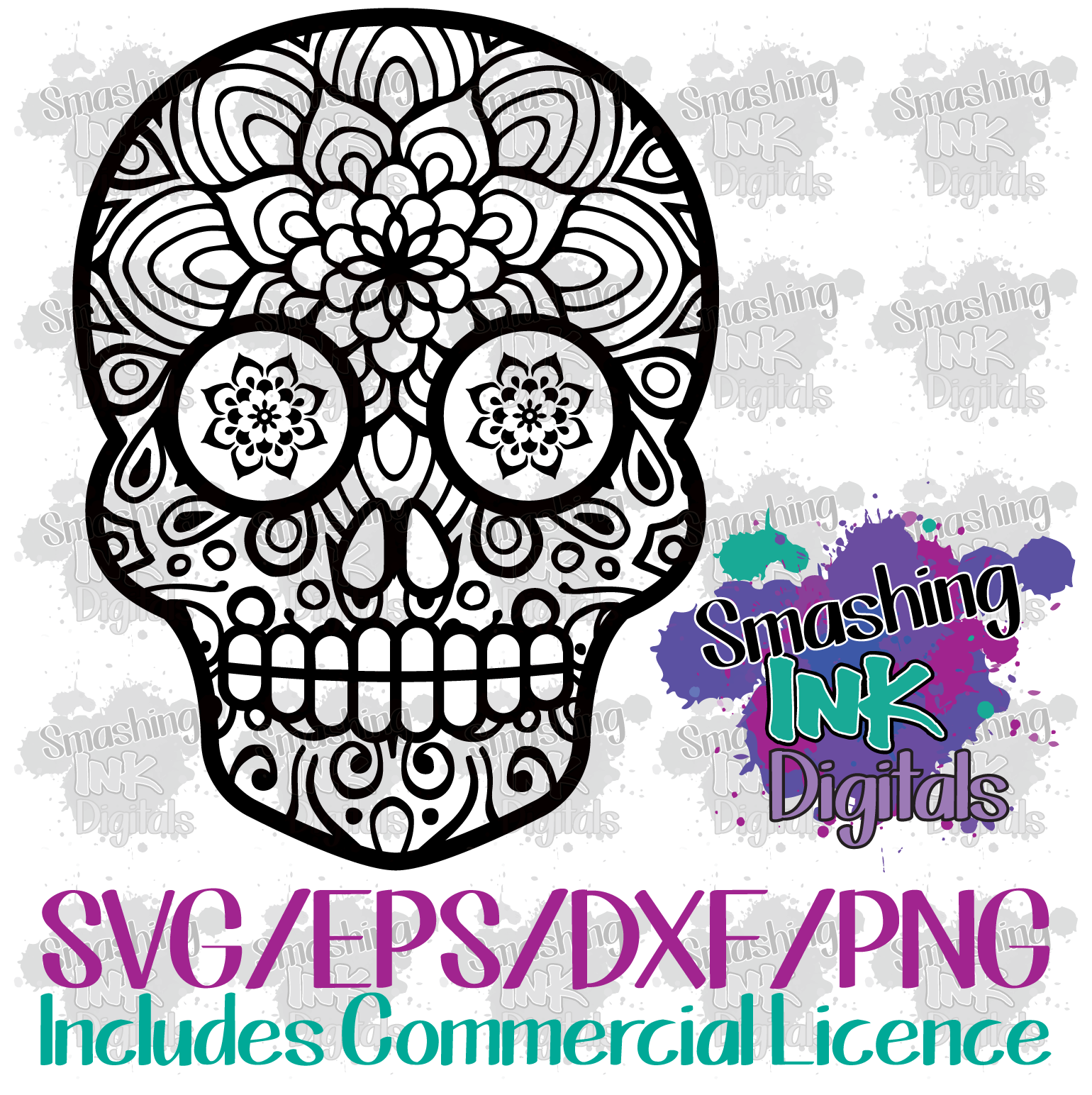 Mandala Sugar Skull - SVG Cutting File – Smashing Ink Vinyl