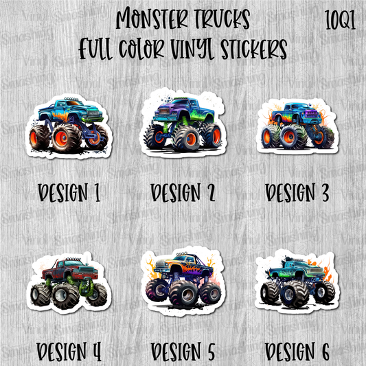 Monster Trucks - Full Color Vinyl Stickers (SHIPS IN 3-7 BUS DAYS)
