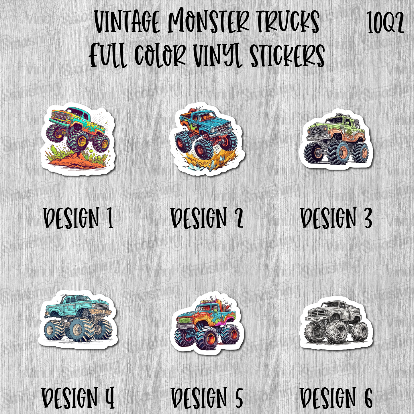 Vintage Monster Trucks - Full Color Vinyl Stickers (SHIPS IN 3-7 BUS DAYS)
