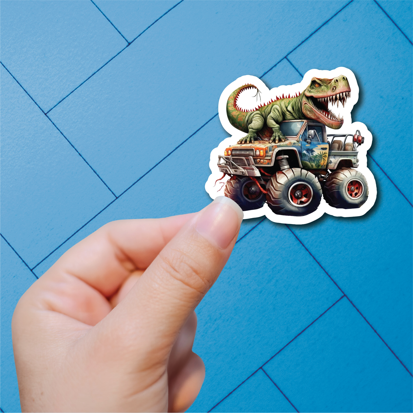 Dinosaur Monster Trucks - Full Color Vinyl Stickers (SHIPS IN 3-7 BUS DAYS)