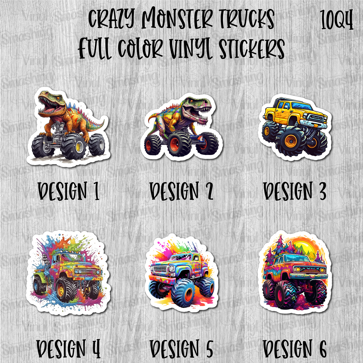 Crazy Monster Trucks - Full Color Vinyl Stickers (SHIPS IN 3-7 BUS DAYS)