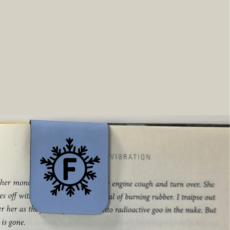 Snow Monogram - Bookmark | Magnetic | Engraved Leatherette