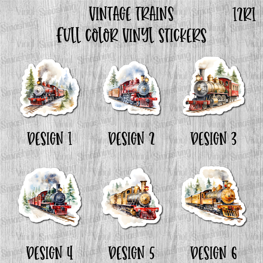 Vintage Trains - Full Color Vinyl Stickers (SHIPS IN 3-7 BUS DAYS)