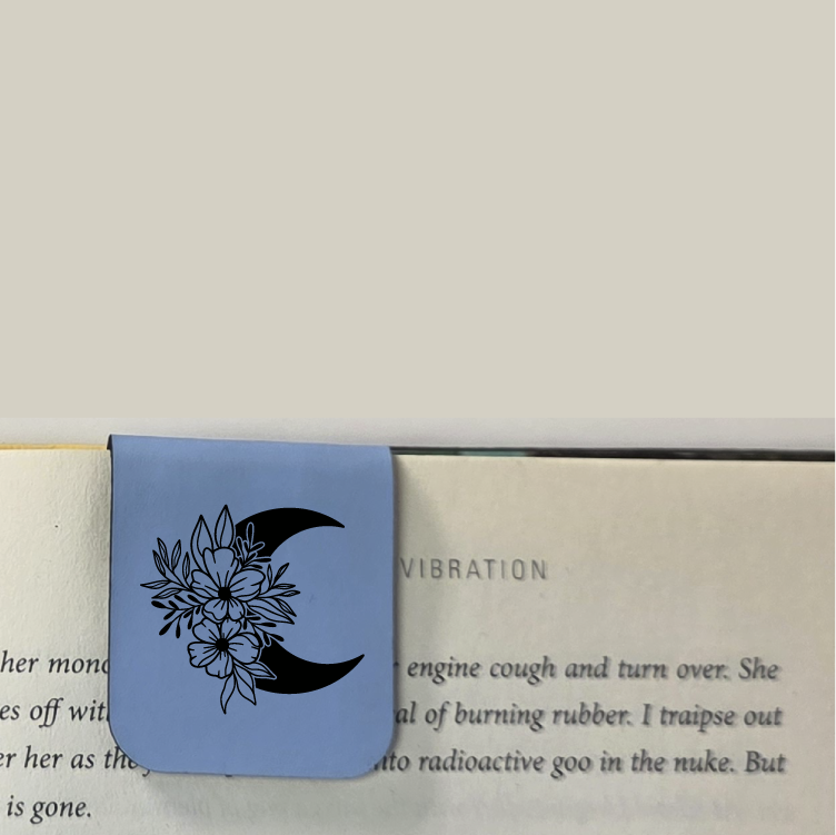 Floral Moon - Bookmark | Magnetic | Engraved Leatherette