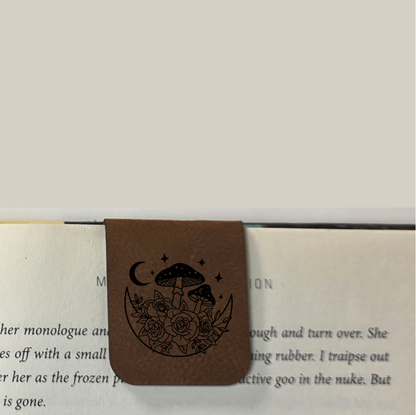 Floral Mushroom - Bookmark | Magnetic | Engraved Leatherette