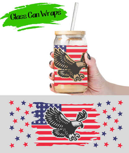 Patriotic Eagle Wrap for 16/20 oz Cups - UV DTF or Sublimation (SHIPS IN 3-7 BUS DAYS)