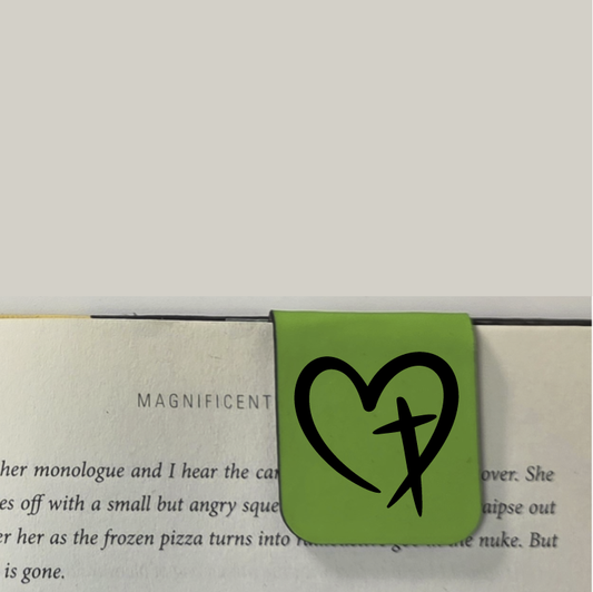 Heart Cross - Bookmark | Magnetic | Engraved Leatherette