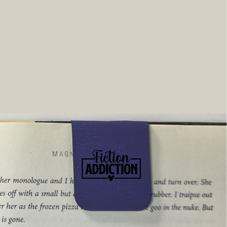 Fiction Addiction - Bookmark | Magnetic | Engraved Leatherette
