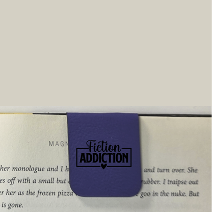 Fiction Addiction - Bookmark | Magnetic | Engraved Leatherette