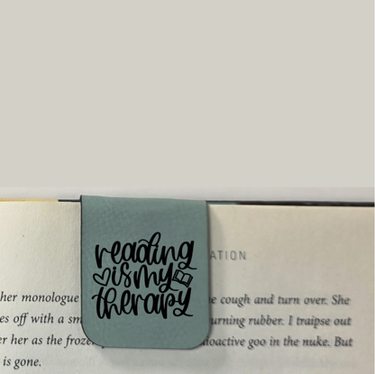 Reading is Therapy - Bookmark | Magnetic | Engraved Leatherette