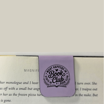 What Happens in Book Club - Bookmark | Magnetic | Engraved Leatherette