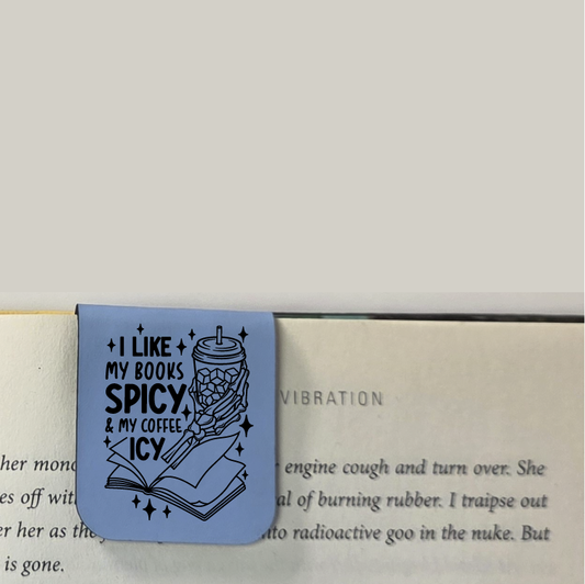 Books Spicy Coffee Icy - Bookmark | Magnetic | Engraved Leatherette