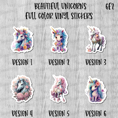 Beautiful Unicorns - Full Color Vinyl Stickers (SHIPS IN 3-7 BUS DAYS)