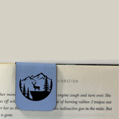 Deer Scene - Bookmark | Magnetic | Engraved Leatherette
