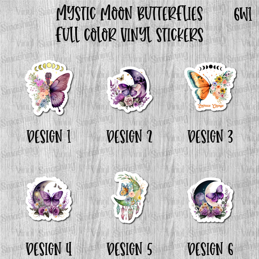 Mystic Moon Butterflies - Full Color Vinyl Stickers (SHIPS IN 3-7 BUS DAYS)
