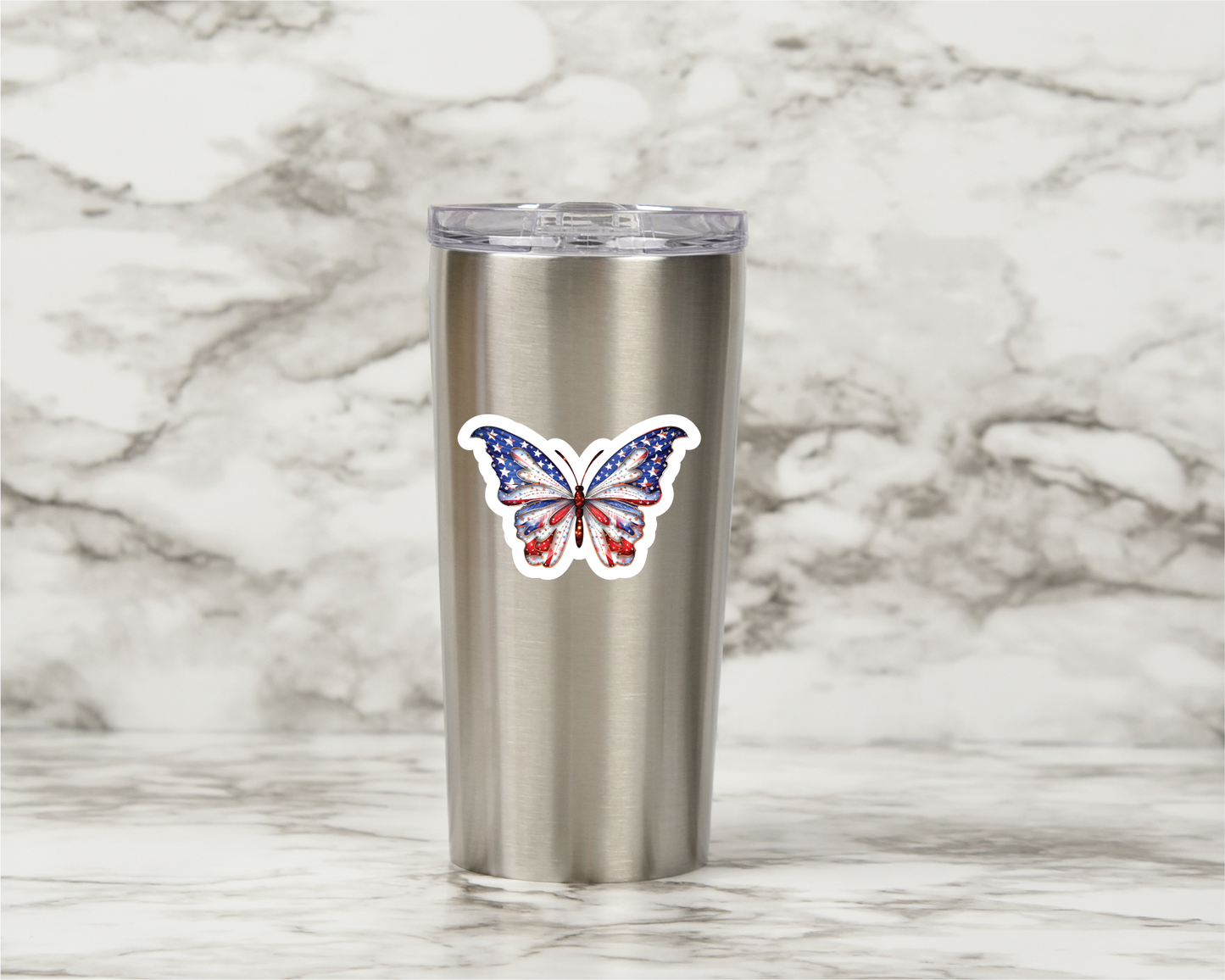 Patriotic Butterflies - Full Color Vinyl Stickers (SHIPS IN 3-7 BUS DAYS)