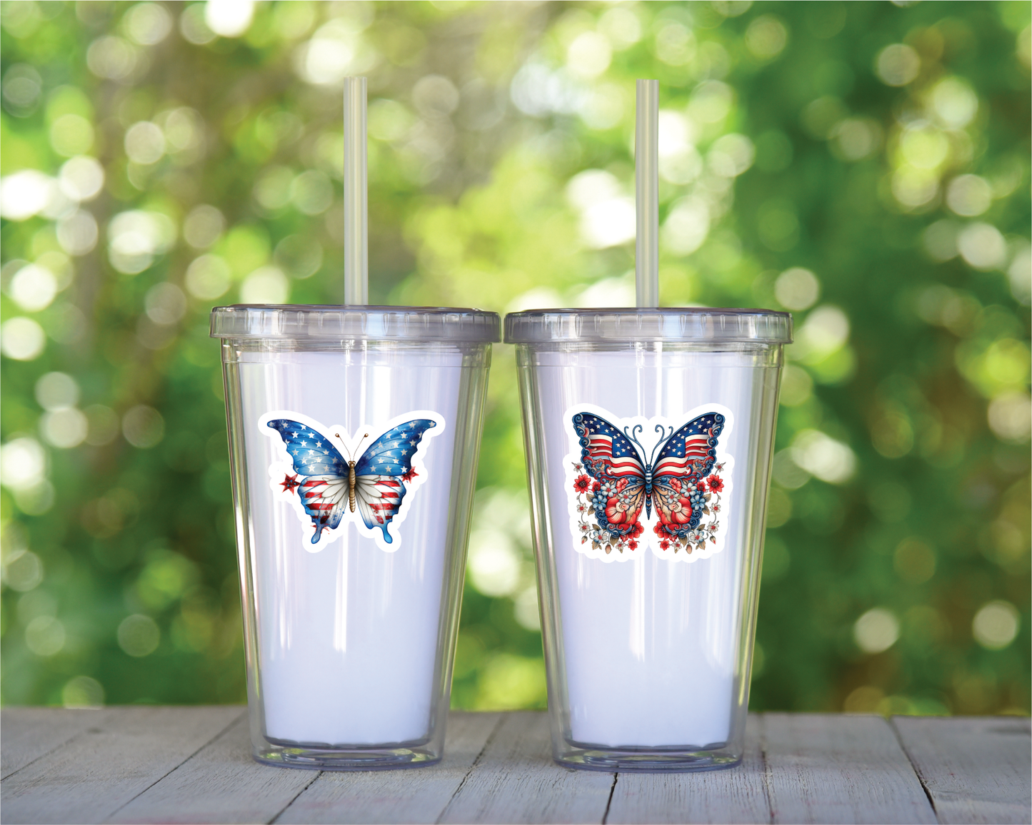 Patriotic Butterflies - Full Color Vinyl Stickers (SHIPS IN 3-7 BUS DAYS)