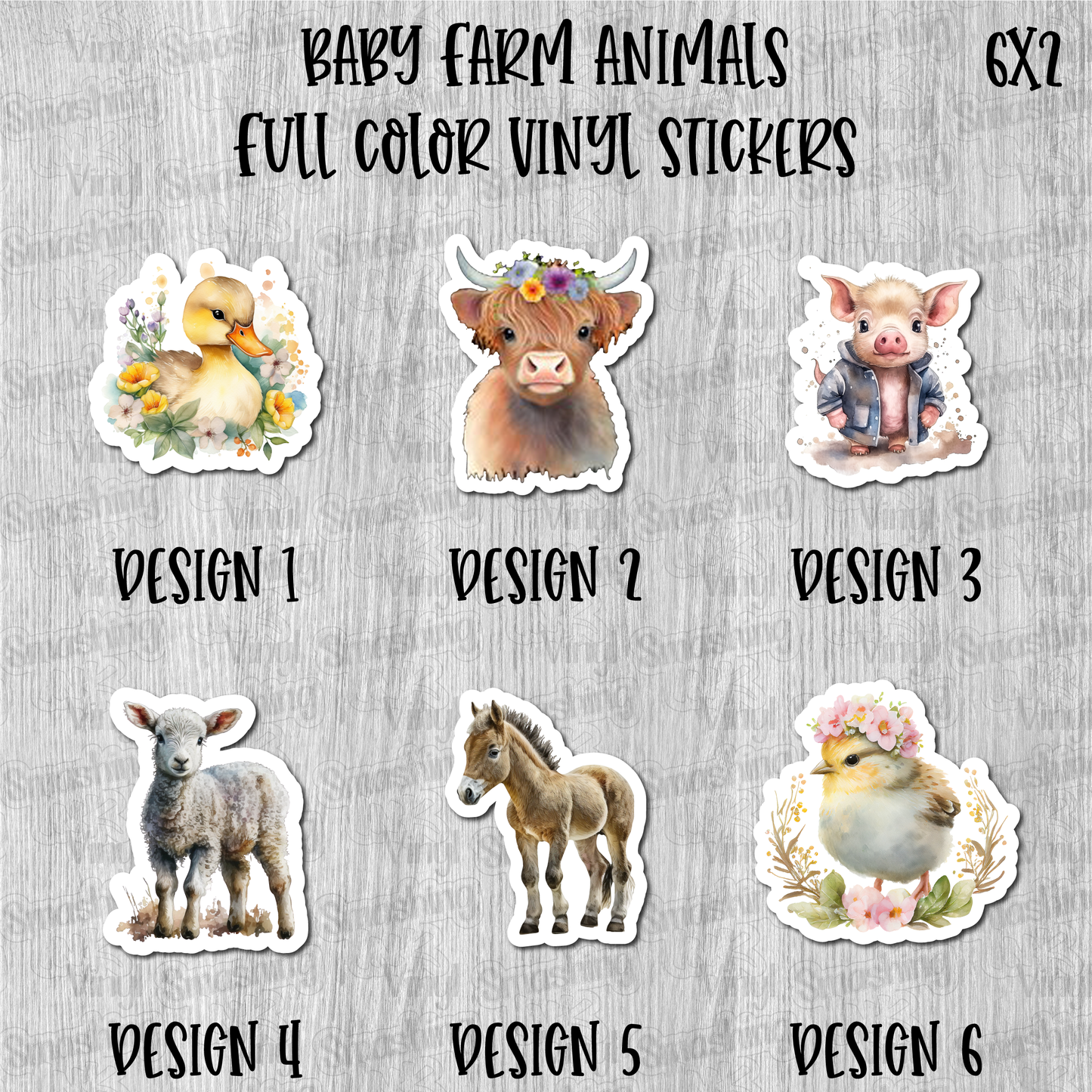 Baby Farm Animals - Full Color Vinyl Stickers (SHIPS IN 3-7 BUS DAYS)