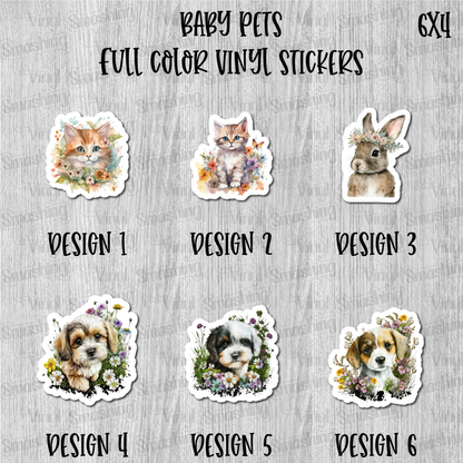 Baby Pets - Full Color Vinyl Stickers (SHIPS IN 3-7 BUS DAYS)