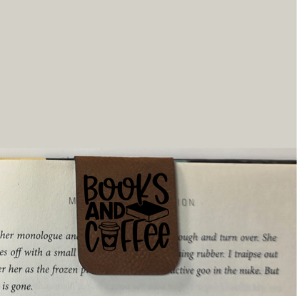 Books & Coffee - Bookmark | Magnetic | Engraved Leatherette