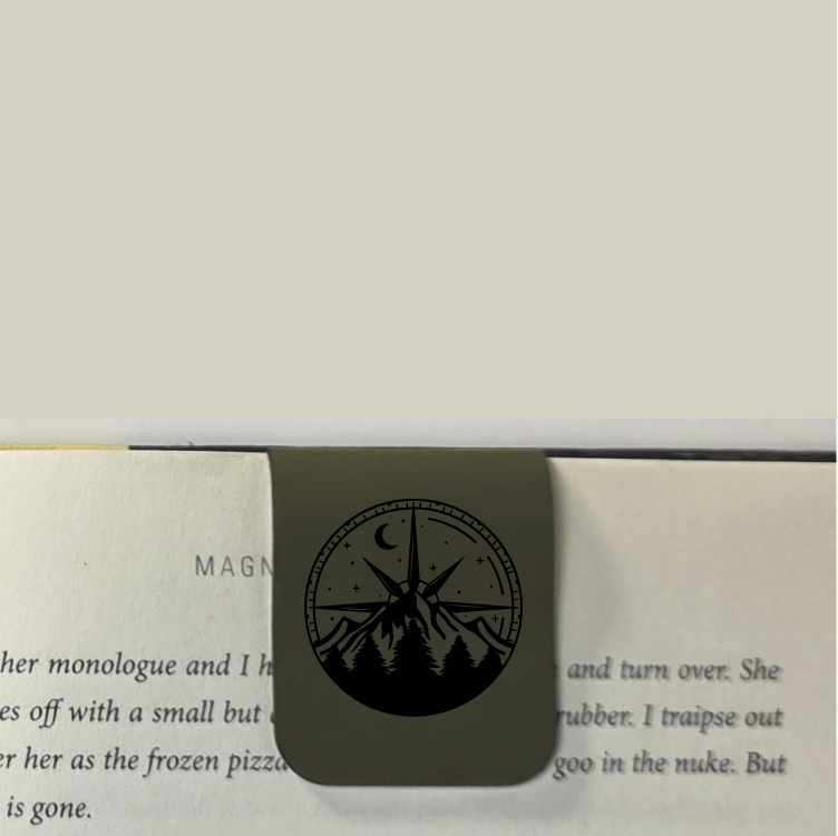 Mountain Compass - Bookmark | Magnetic | Engraved Leatherette